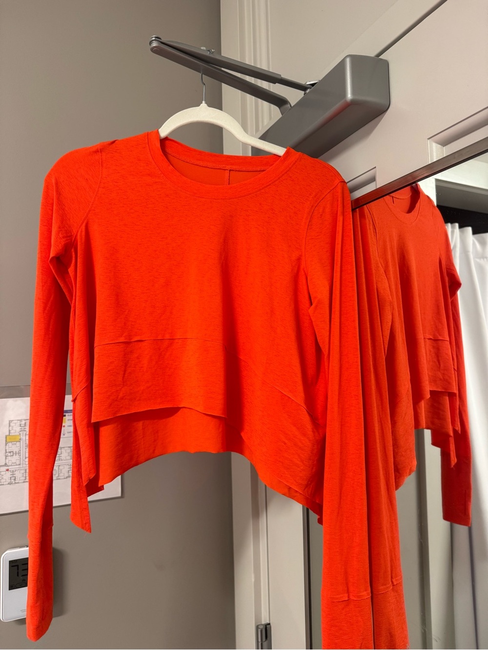 Free People Cropped Long-Sleeve Top in Vibrant Orange